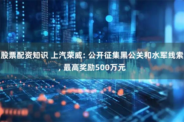 股票配资知识 上汽荣威: 公开征集黑公关和水军线索, 最高奖励500万元